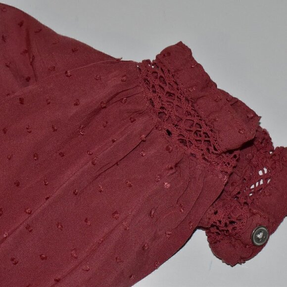 Free People Every Day Every Girl Swiss Dot Long Sleeve Top Button Down Blouse - Picture 10 of 12